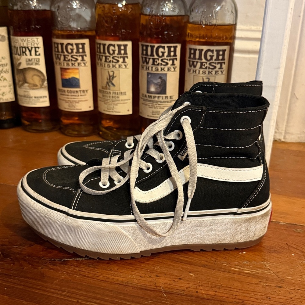 Black and White High-Top Platform Vans